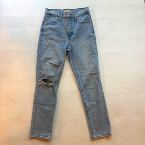 Madewell The Perfect Vintage Crop Jean Women 25 Light Wash Good Distressed Knee